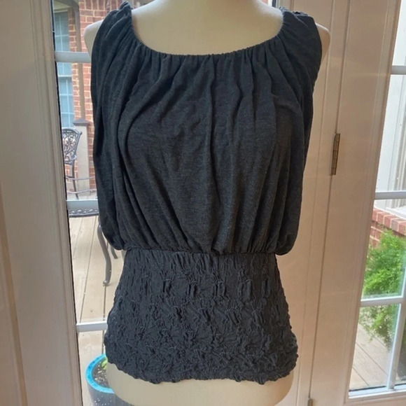 Anthropologie Grey Smocked Waist Bailey 44 Tank XS - Picture 1 of 8